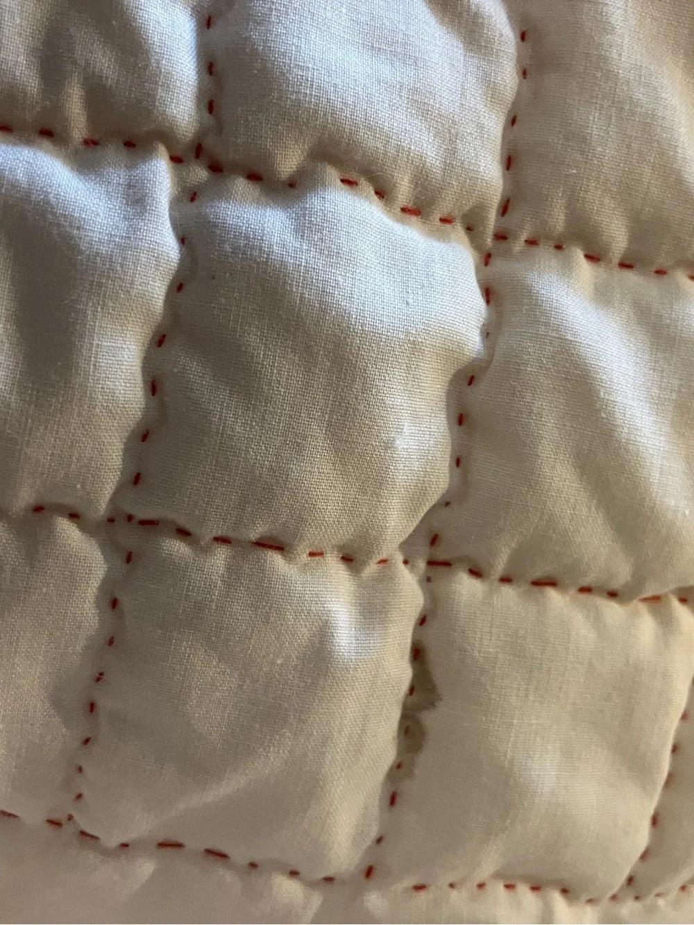 Hand sewn embroidered vintage quilt size full / queen